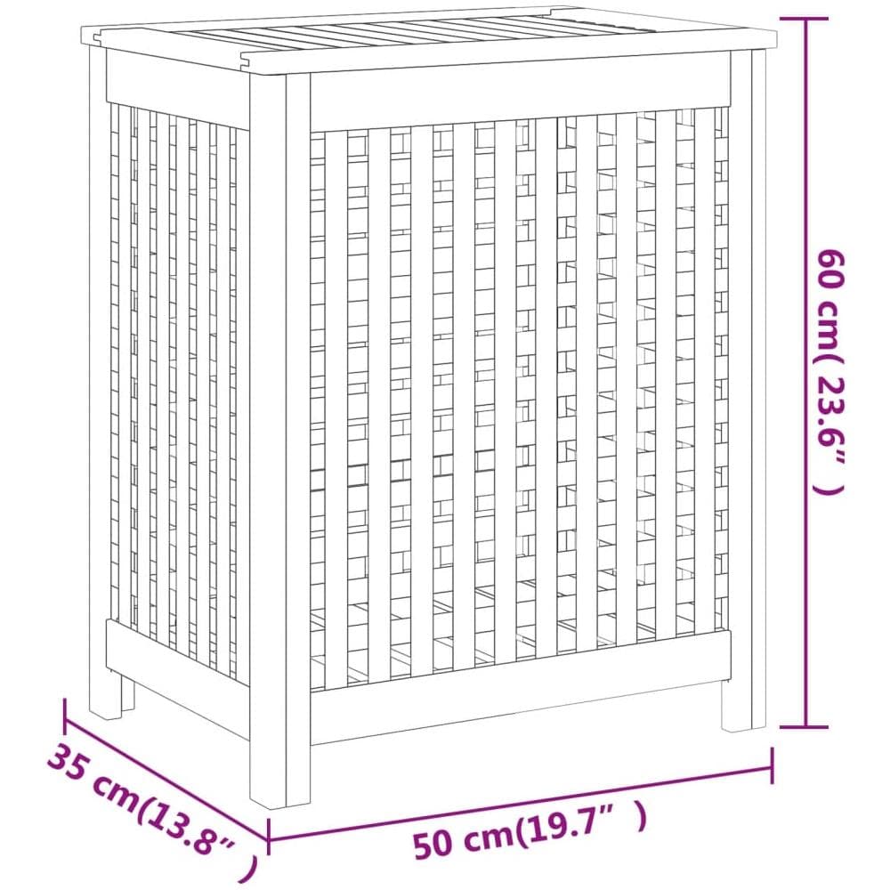 Cesto Del Bucato 50x35x60 Cm In Legno Massello Di Teak - Foto 2