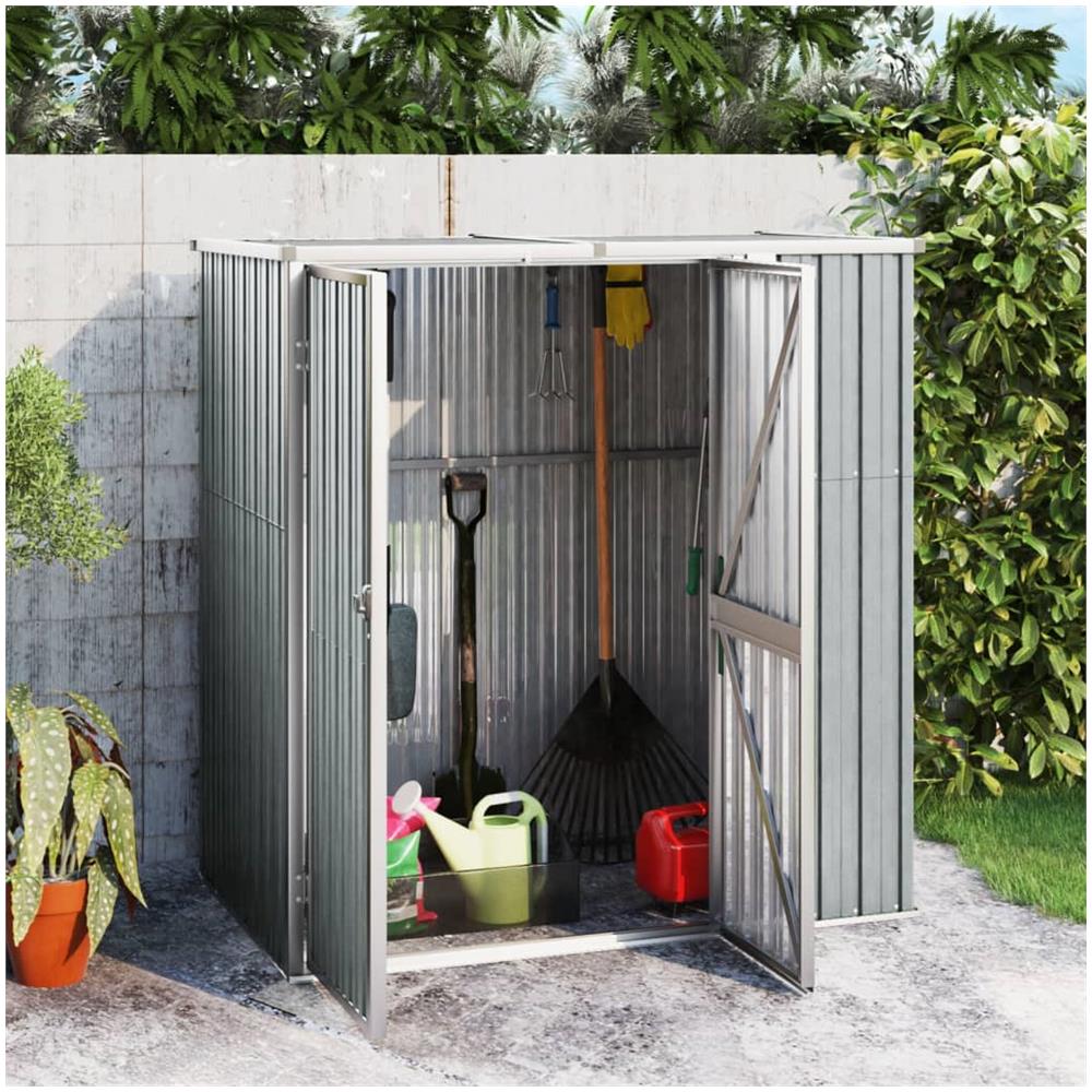 Capanno per Attrezzi Grigio 161x89x161 cm in Acciaio Zincato - Foto 1