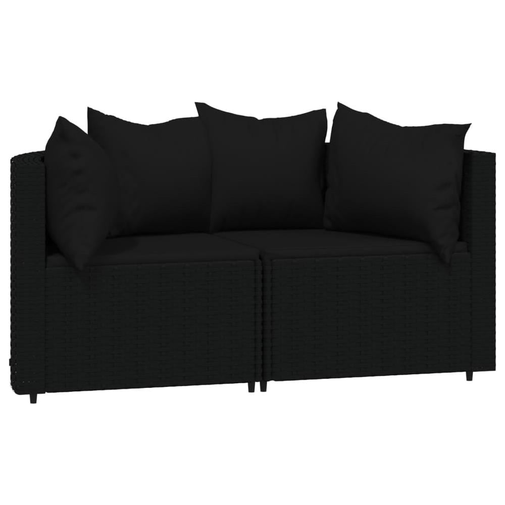 Divani Angolari Da Giardino Con Cuscini 2pz In Polyrattan Nero - Foto 2