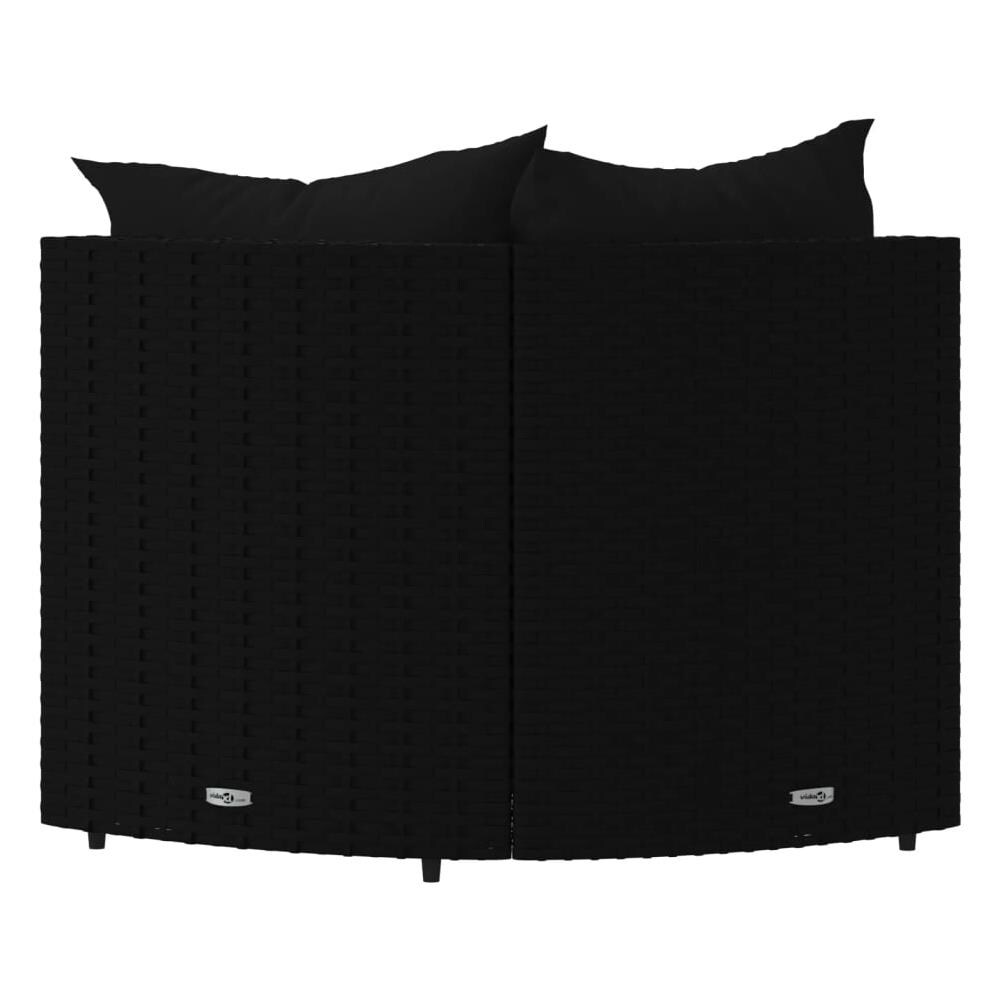 Divani Angolari Da Giardino Con Cuscini 2pz In Polyrattan Nero - Foto 3