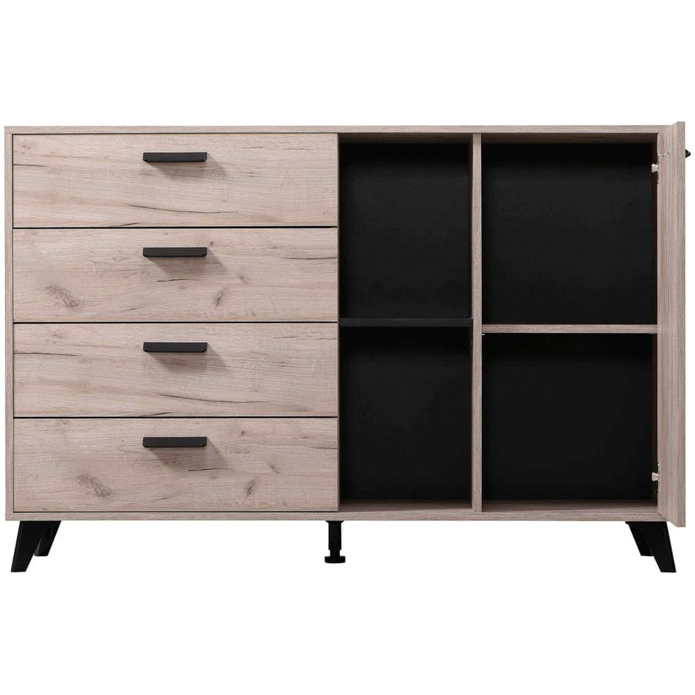 Francie - Madia Quattro Cassetti Un Anta Moderna Minimal In Legno - Foto 2