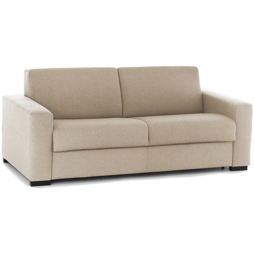 Divano Letto Aliana, Divano A 3 Posti, 100% Made In Italy, Sofà Soggiorno Con Apertura Girevole, In Tessuto Imbottito, Con Braccioli Standard, Cm 220x95h90, Beige - Foto 2