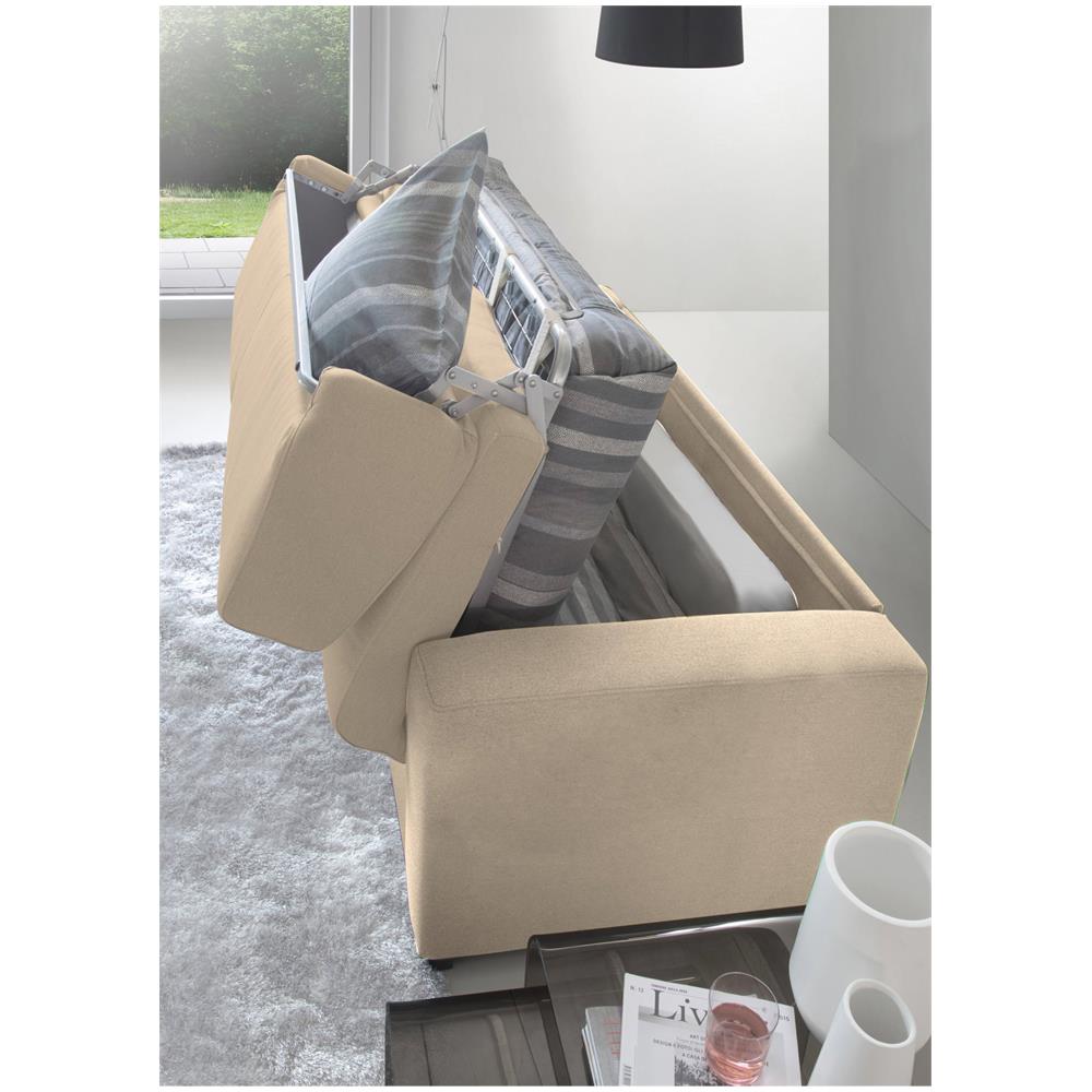 Divano Letto Aliana, Divano A 3 Posti, 100% Made In Italy, Sofà Soggiorno Con Apertura Girevole, In Tessuto Imbottito, Con Braccioli Standard, Cm 220x95h90, Beige - Foto 4
