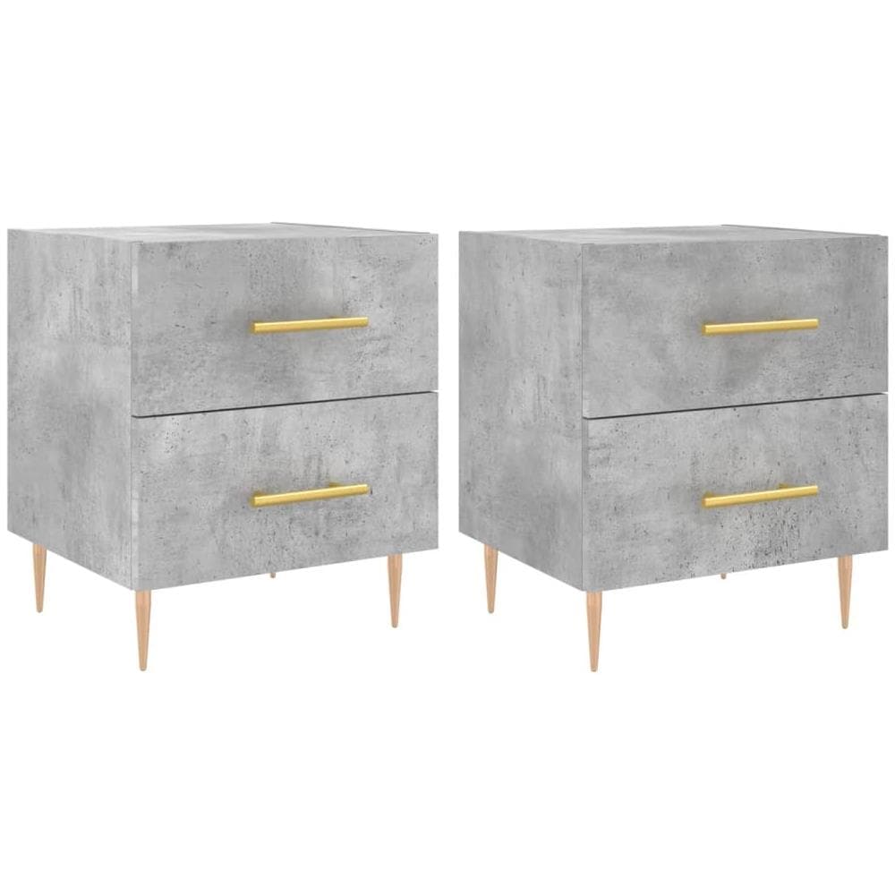 Comodini 2 Pz Grigio Cemento 40x35x47,5 Cm In Legno Multistrato - Foto 2