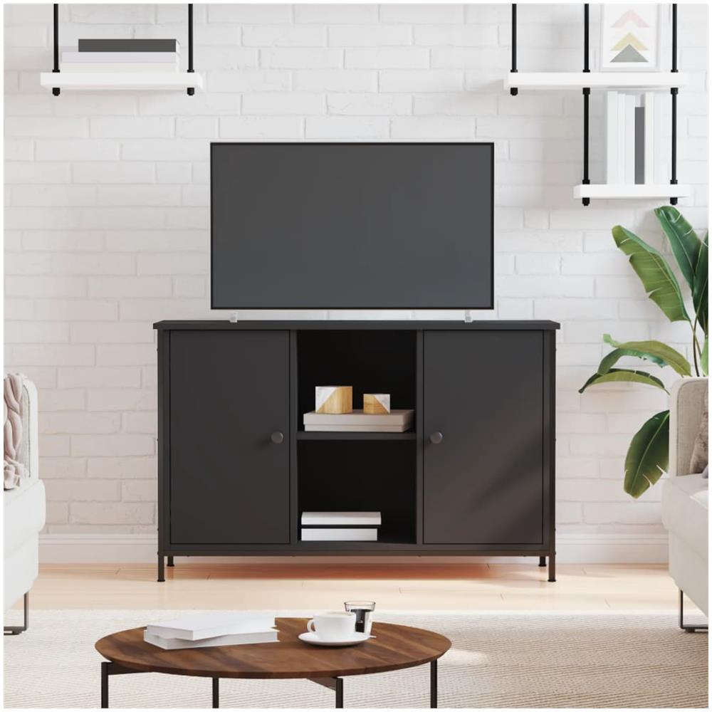 Mobile Porta Tv Nero 100x35x65 Cm In Legno Multistrato - Foto 1