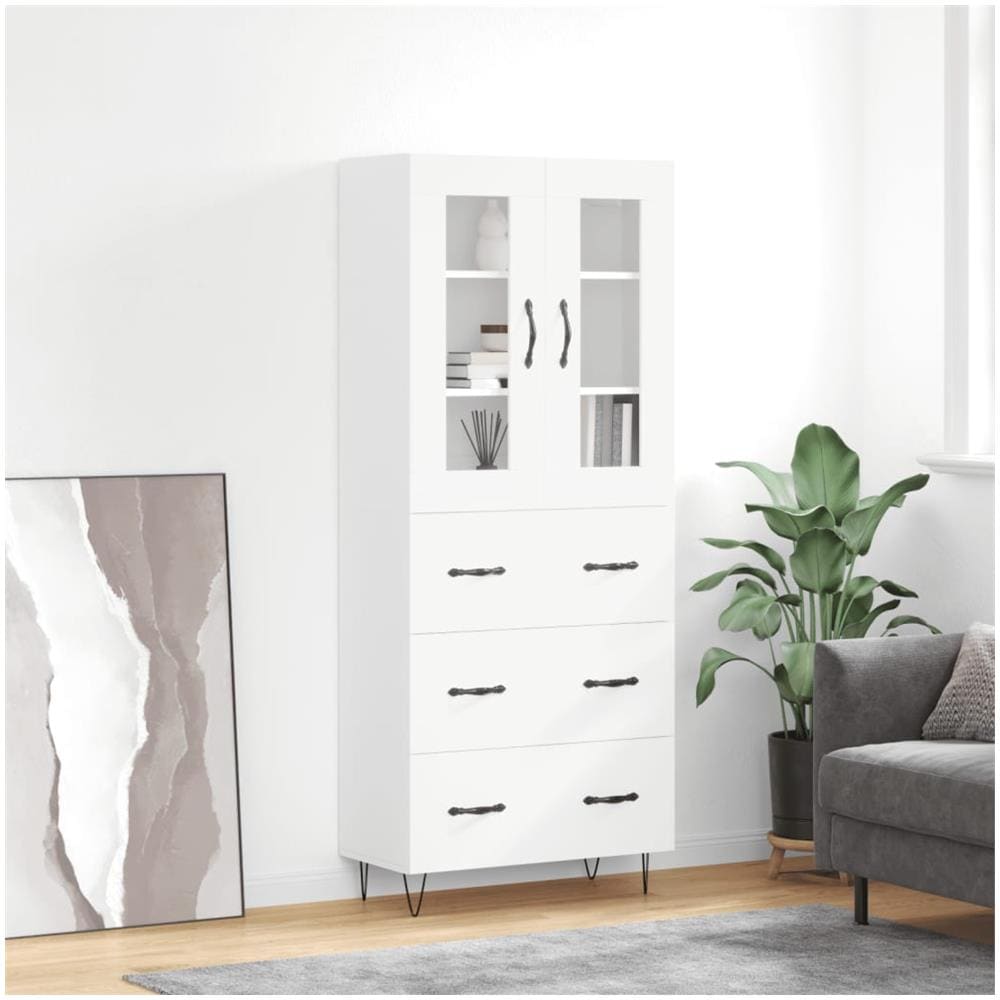 Credenza Bianca 69,5x34x180 Cm In Legno Multistrato - Foto 1