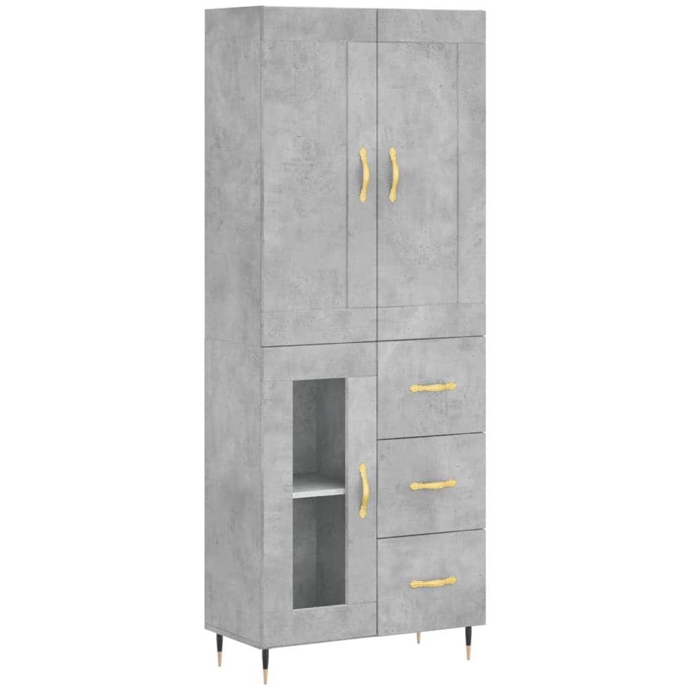 Credenza Grigio Cemento 69,5x34x180 Cm In Legno Multistrato - Foto 2