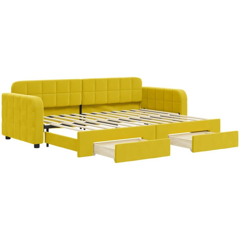 Divano Letto Estraibile Con Cassetti Giallo 80x200cm In Velluto - Foto 1