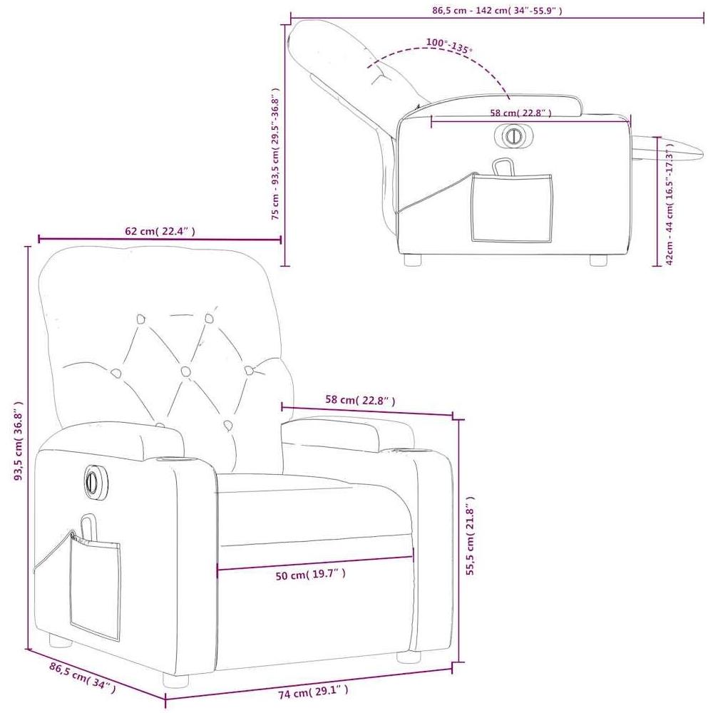 Poltrona Massaggiante Elettrica Reclinabile Crema Similpelle - Foto 10