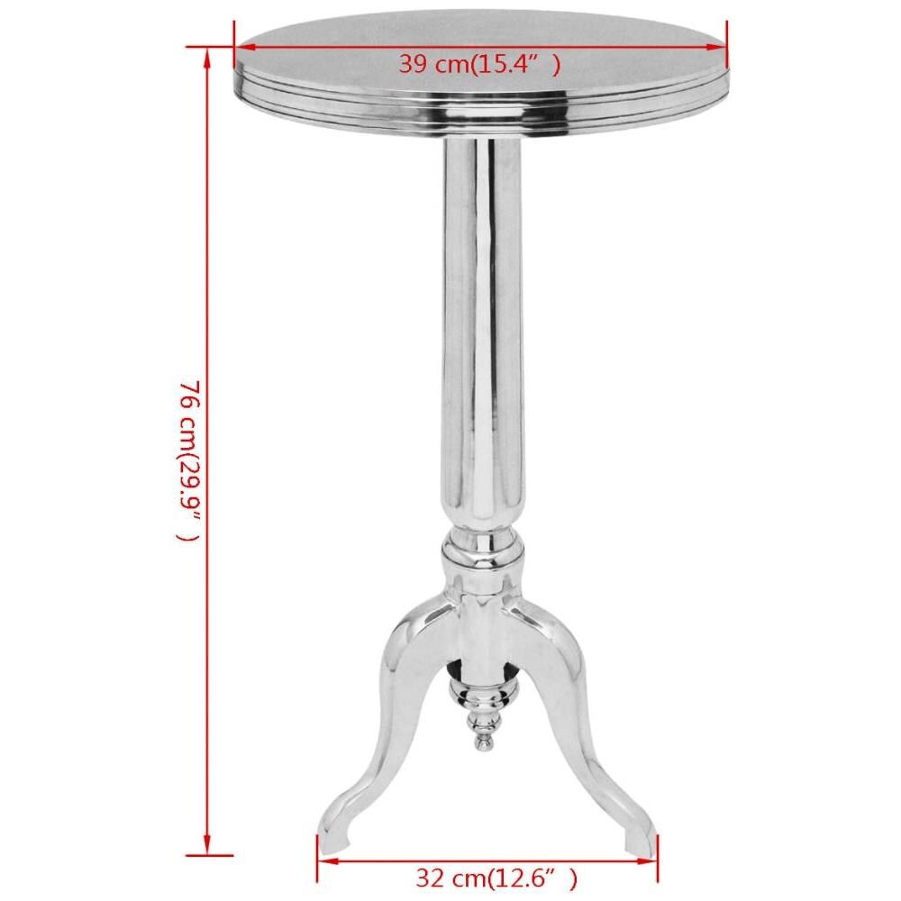 Tavolino Da Salotto Rotondo In Alluminio Argentato - Foto 8