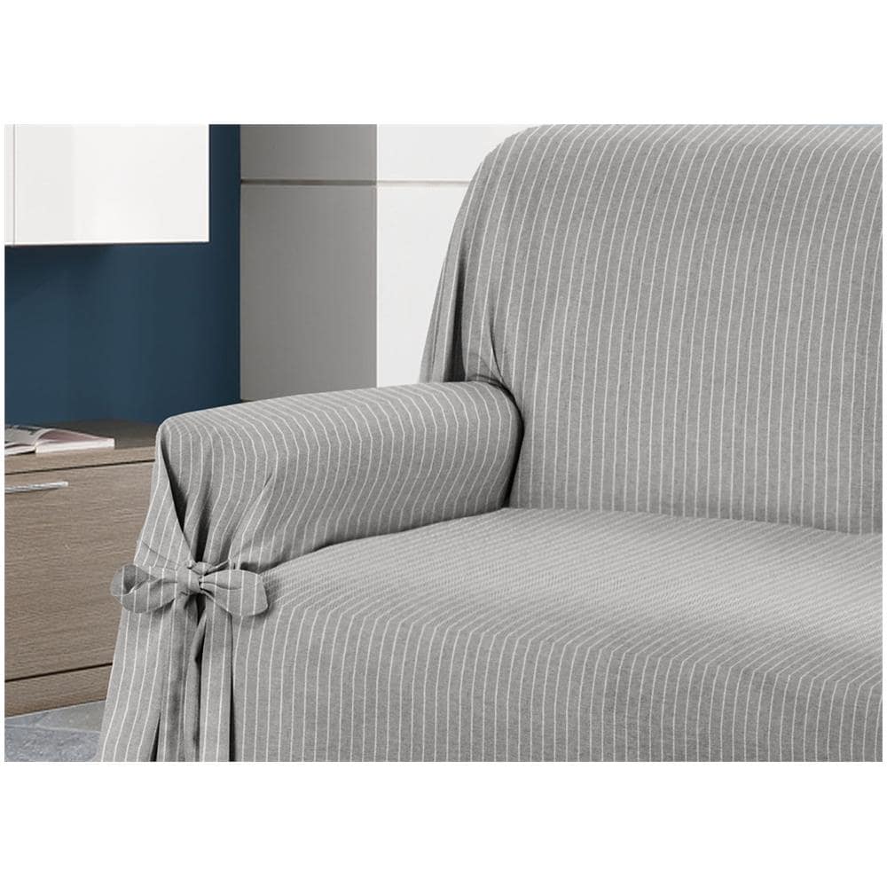 Copridivano Fodera Telo Protezione Divano Con Laccetti Fiocco Disegno Lord Poltrona Grigio - Foto 7
