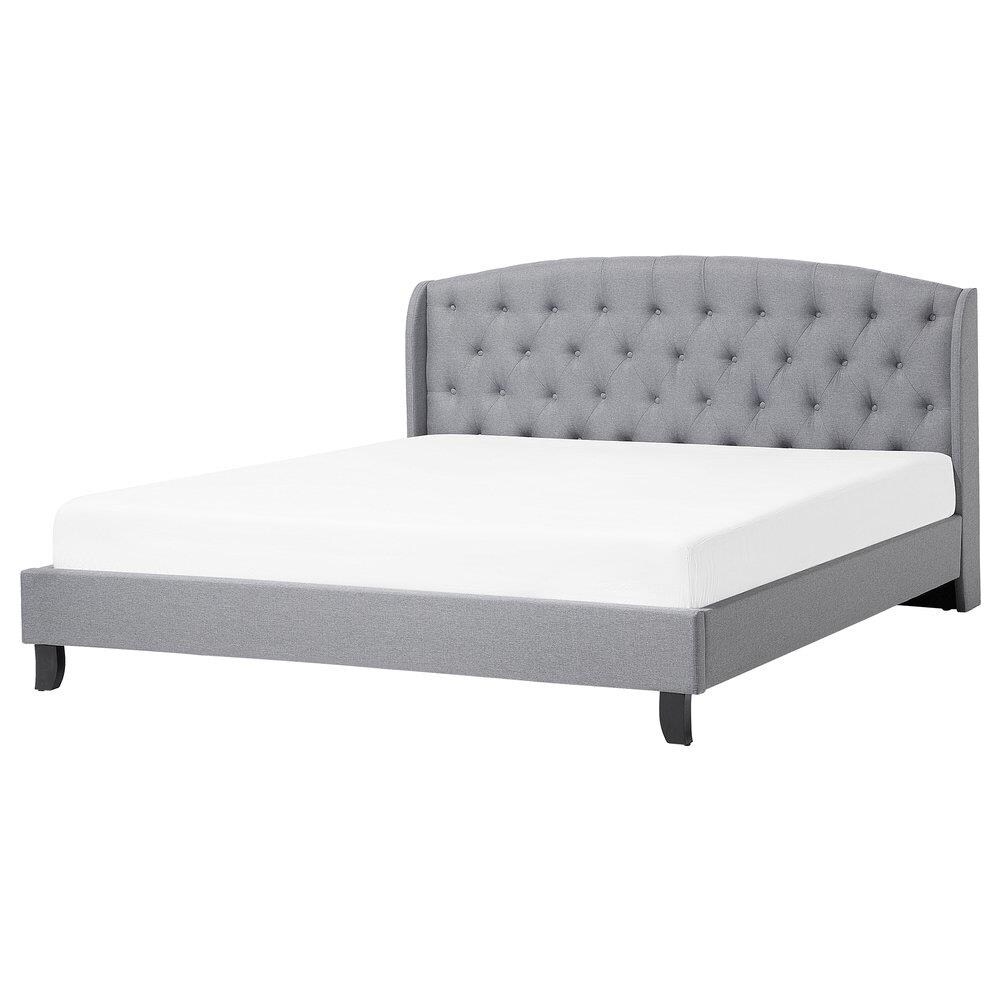 Letto Grigio Chiaro In Tessuto 180x200 Cm Bordeaux - Foto 1