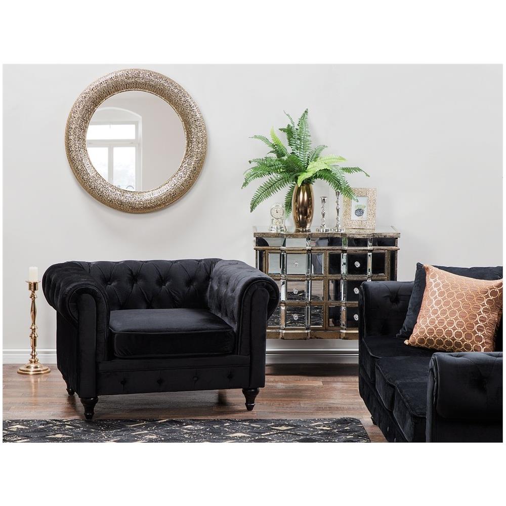 Poltrona Vintage In Tessuto Nero Chesterfield - Foto 2