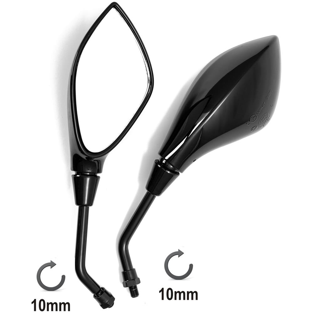2x Specchietti Retrovisori Custom Moto Specchi Universali 10mm Nero - Foto 1