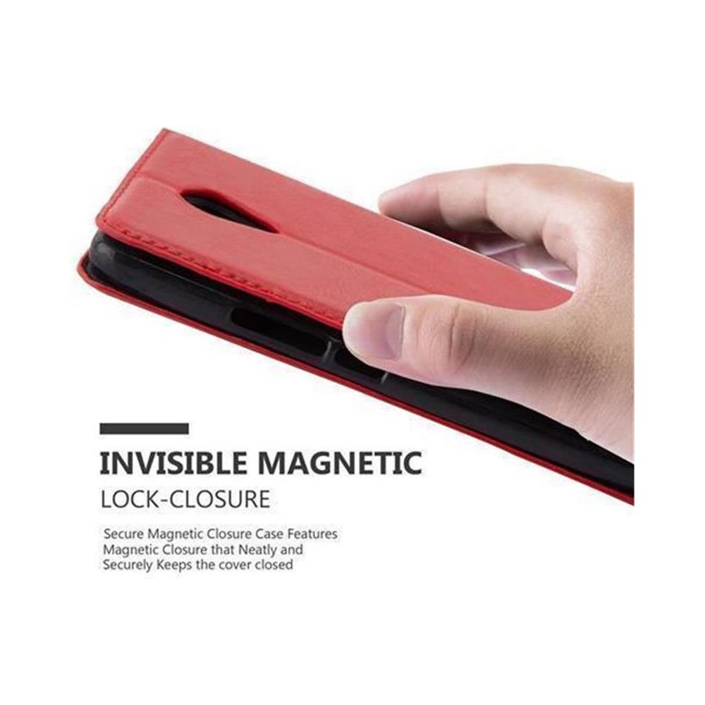Custodia Compatibile Con Wiko U Feel Lite In Rosso Mela - Coperchio Protettiva Con Chiusura Magnetica, Funzione Stand E Tasca Per Le Carte - Foto 2