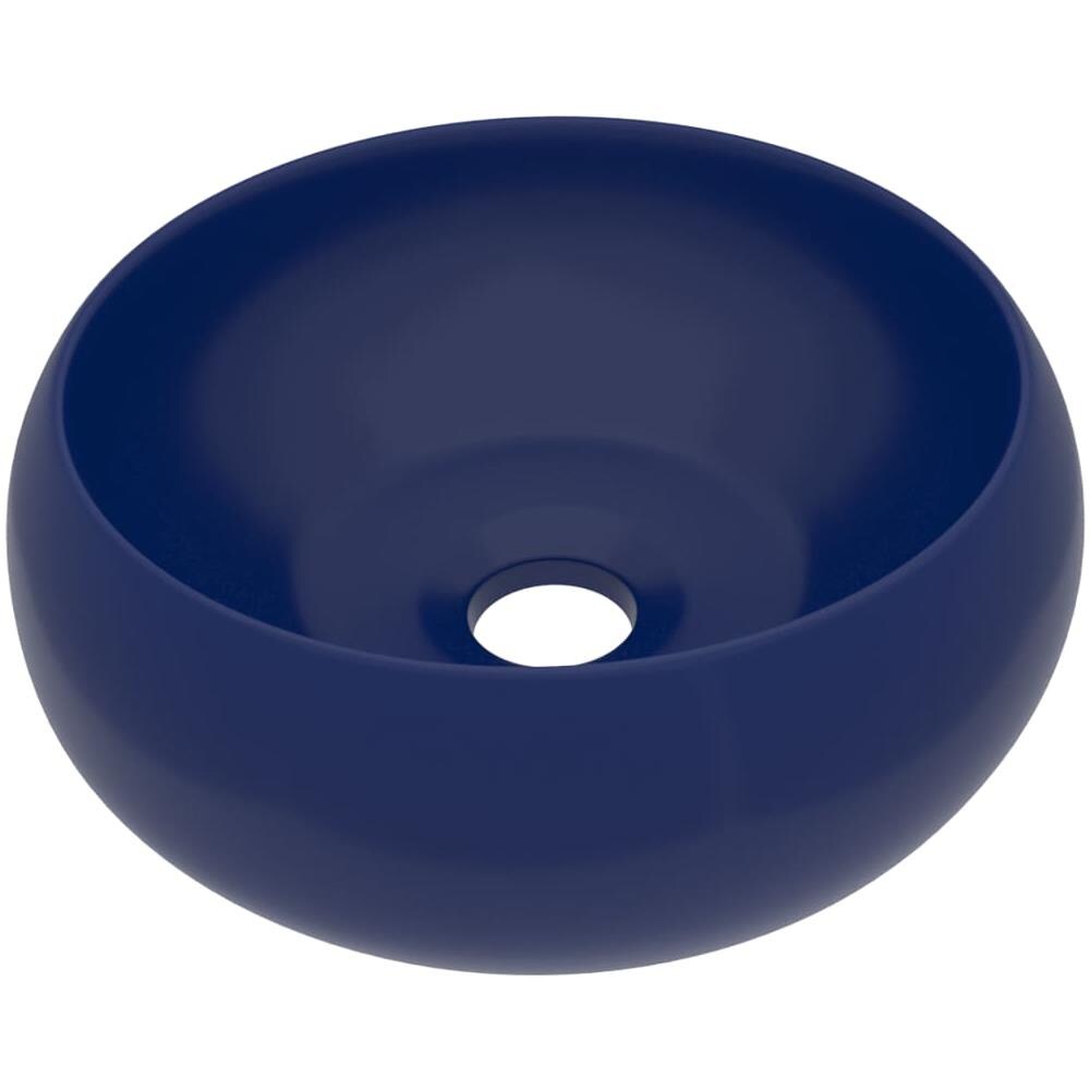 Lavandino Lusso Rotondo Blu Scuro Opaco 40x15 cm in Ceramica - Foto 1