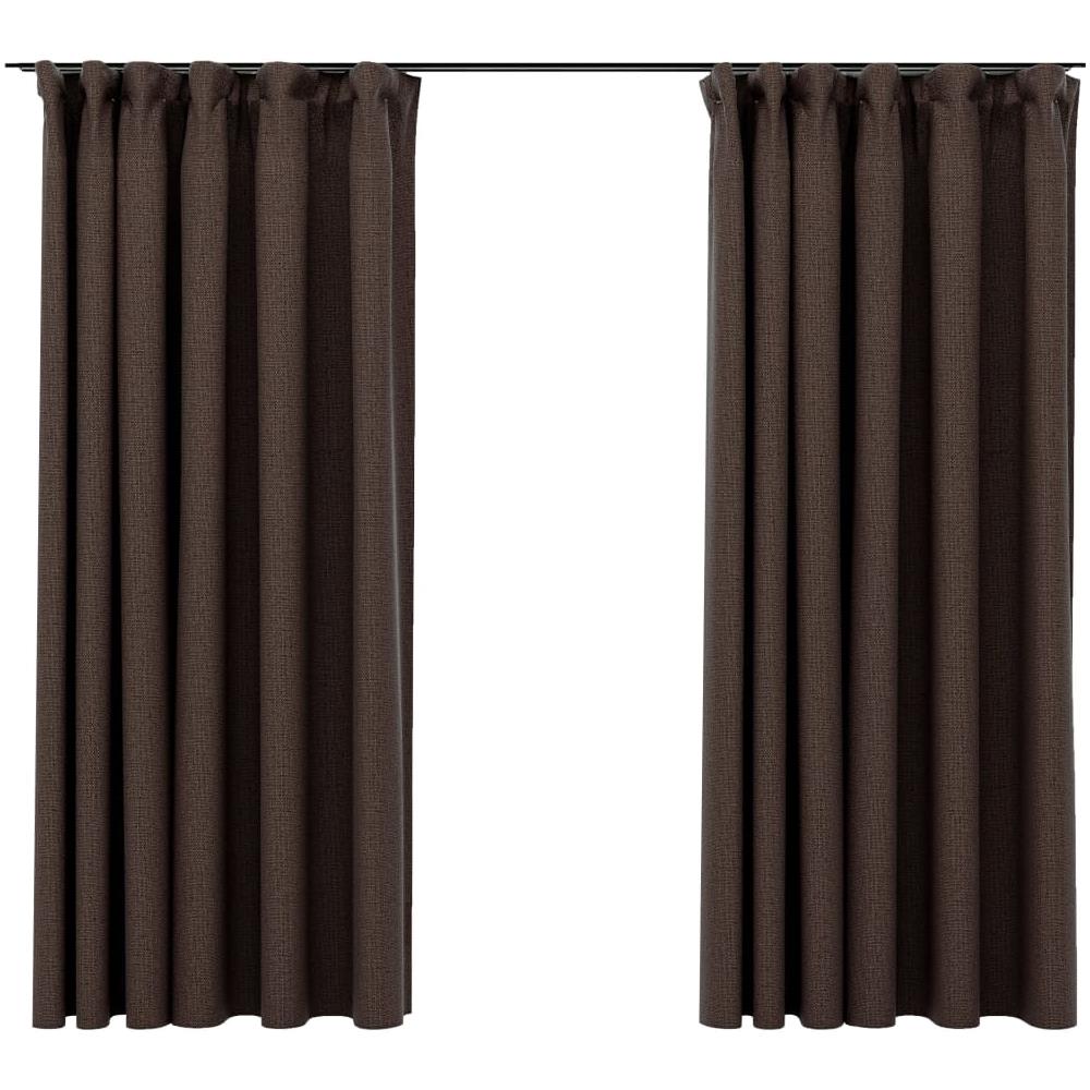 Tende Oscuranti con Ganci Effetto Lino 2 pz Talpa 140x175 cm - Foto 1
