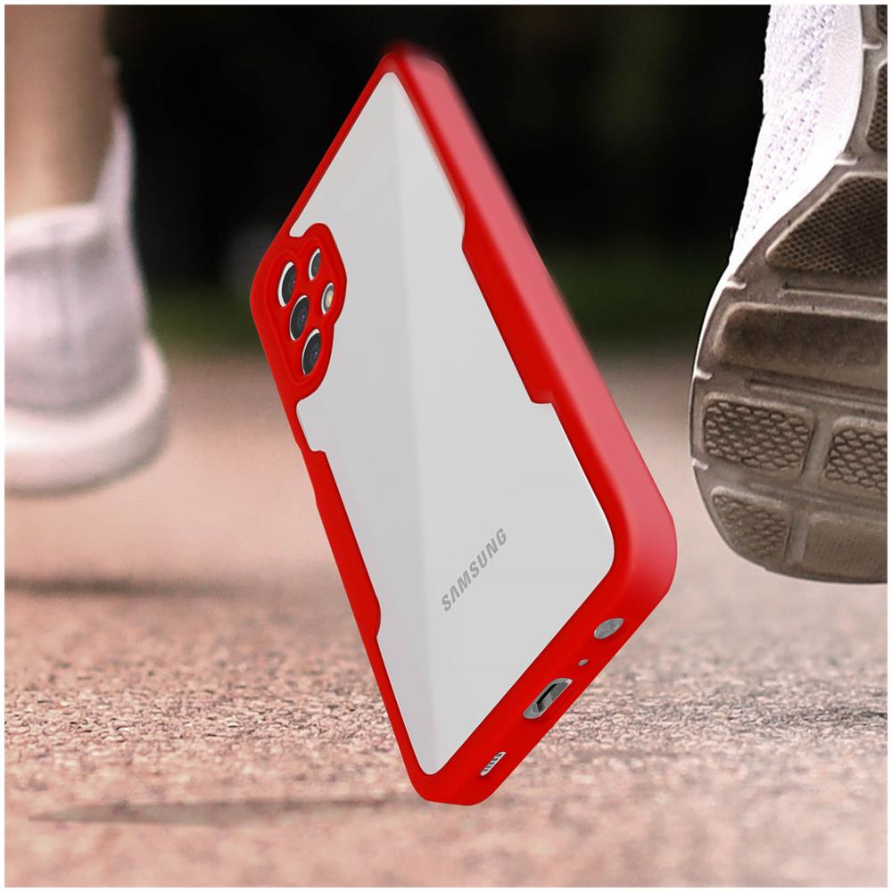 Cover Galaxy A32 4g Retro Plexiglass Fronte Polimero Rinforzata Bordo Rosso - Foto 2