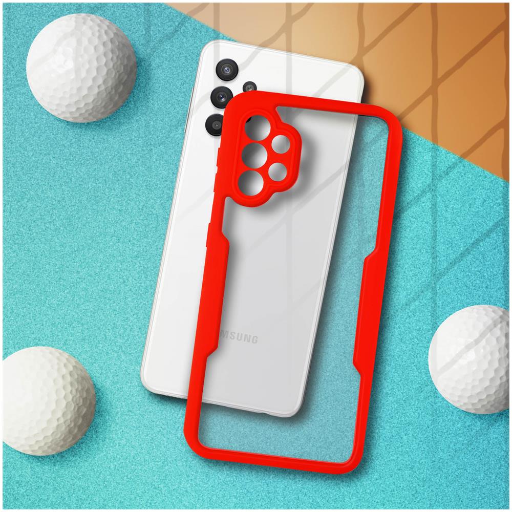 Cover Galaxy A32 4g Retro Plexiglass Fronte Polimero Rinforzata Bordo Rosso - Foto 5