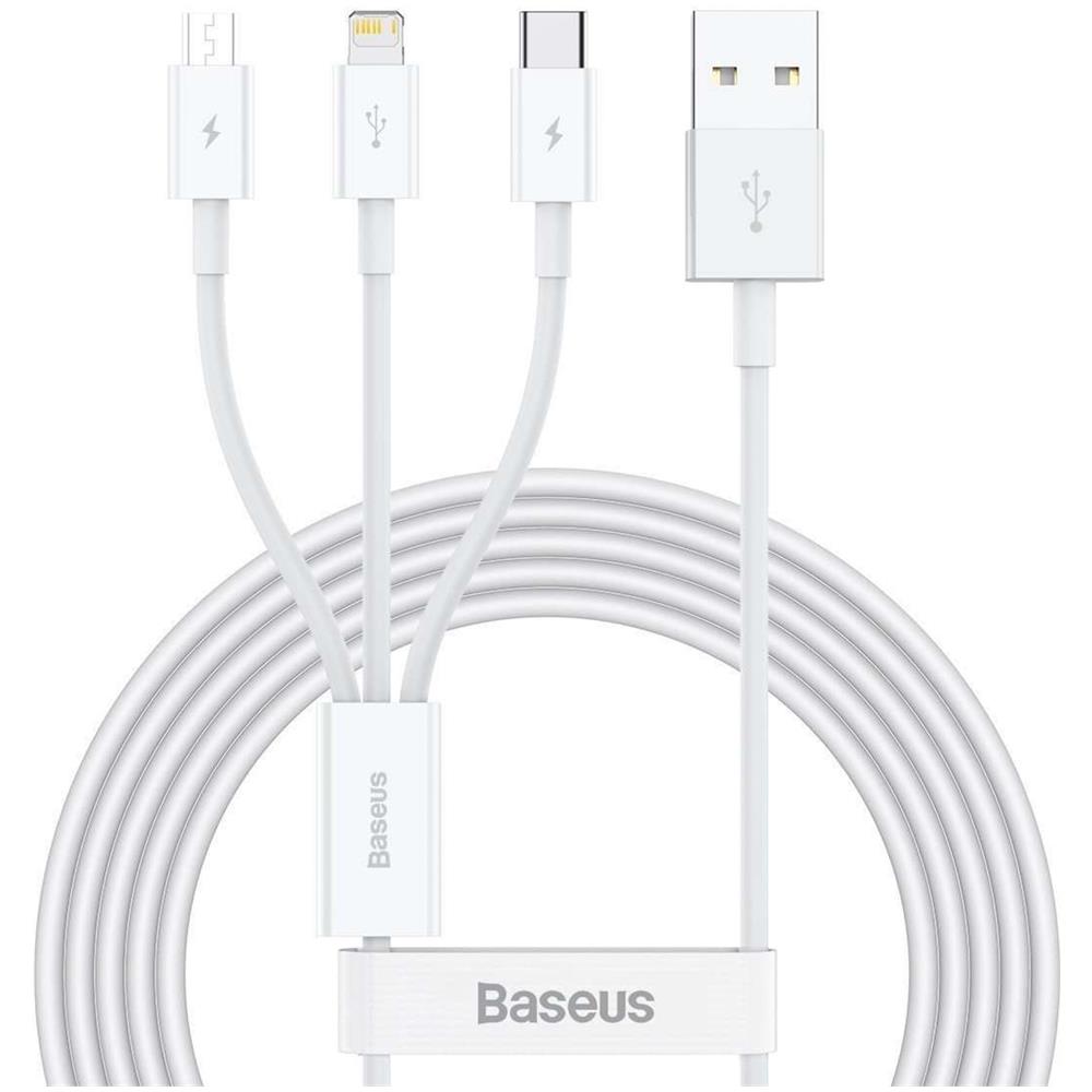 Cavo 3 In 1 Da Usb A Lightning, Usb-c E Micro-usb 3.5a 1m E 50 Bianco - Foto 5