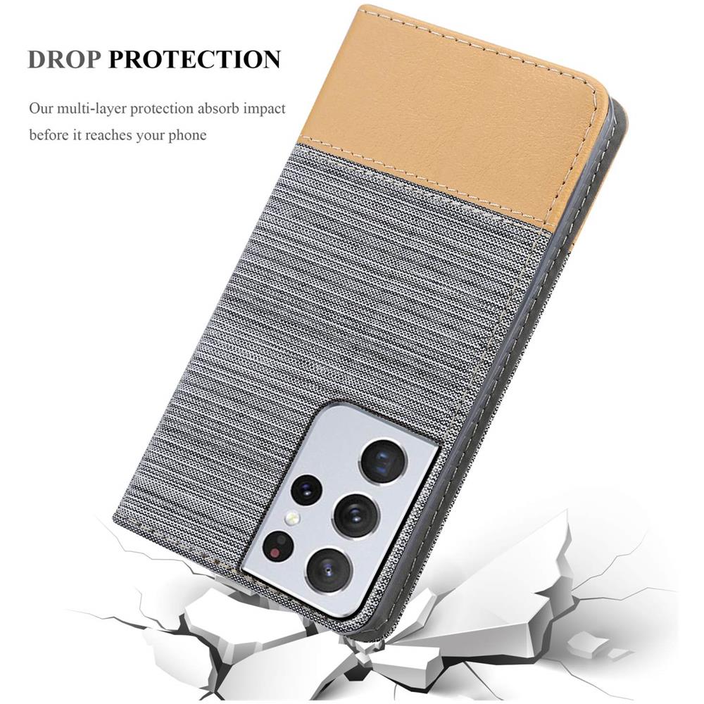 Cadorabo Custodia Compatibile Con Samsung Galaxy S22 Ultra In Grigio Chiaro Marrone - Coperchio Protettiva Con Chiusura Magnetica, Funzione Stand E Tasca Per Le Carte - Foto 8