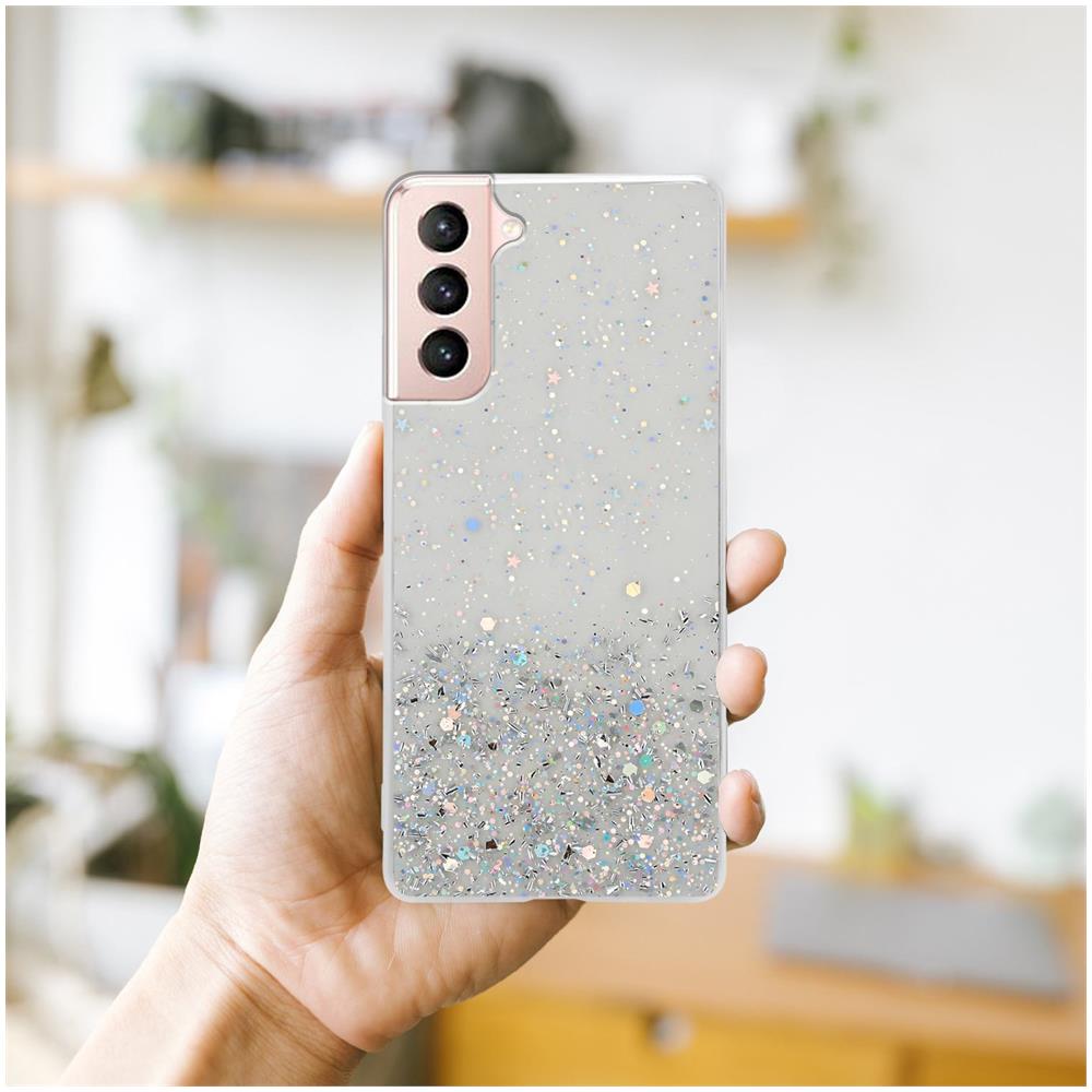 Custodia Compatibile Con Samsung Galaxy S21 5g In Trasparente Con Glitter - Coperchio Protettivo In Silicone Tpu Flessibile Con Glitter Scintillanti - Foto 8