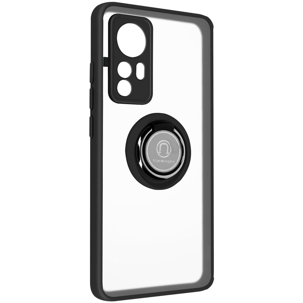 Cover Xiaomi 12 / 12x Bimateria Anello Metallico Supporto Nera - Foto 2