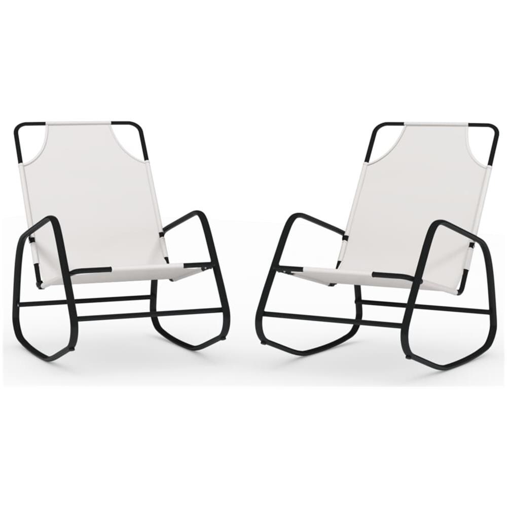 Lettini Prendisole A Dondolo 2 Pz In Acciaio E Textilene Crema - Foto 2