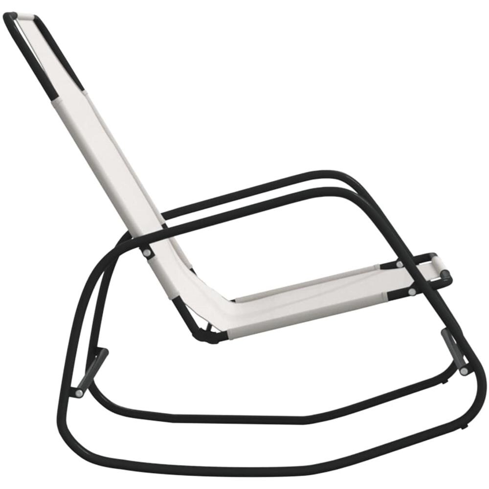 Lettini Prendisole A Dondolo 2 Pz In Acciaio E Textilene Crema - Foto 3