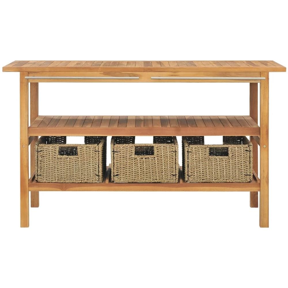Vanità Da Bagno E 3 Cestini Legno Massello Di Teak 132x45x75 Cm - Foto 2