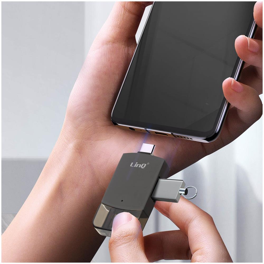 Adattatore Otg 2in1 Da Usb-c E Lightning A Usb 3.0 E Usb 2.0 Femmina Linq - Foto 5