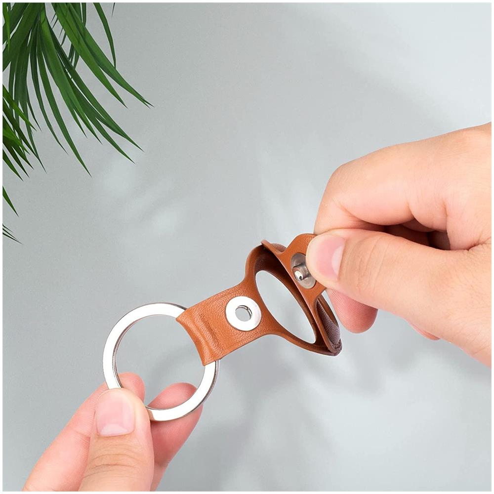 Custodia Airtag Con Portachiavi Pelle Pu Marrone 4-pack - Foto 5