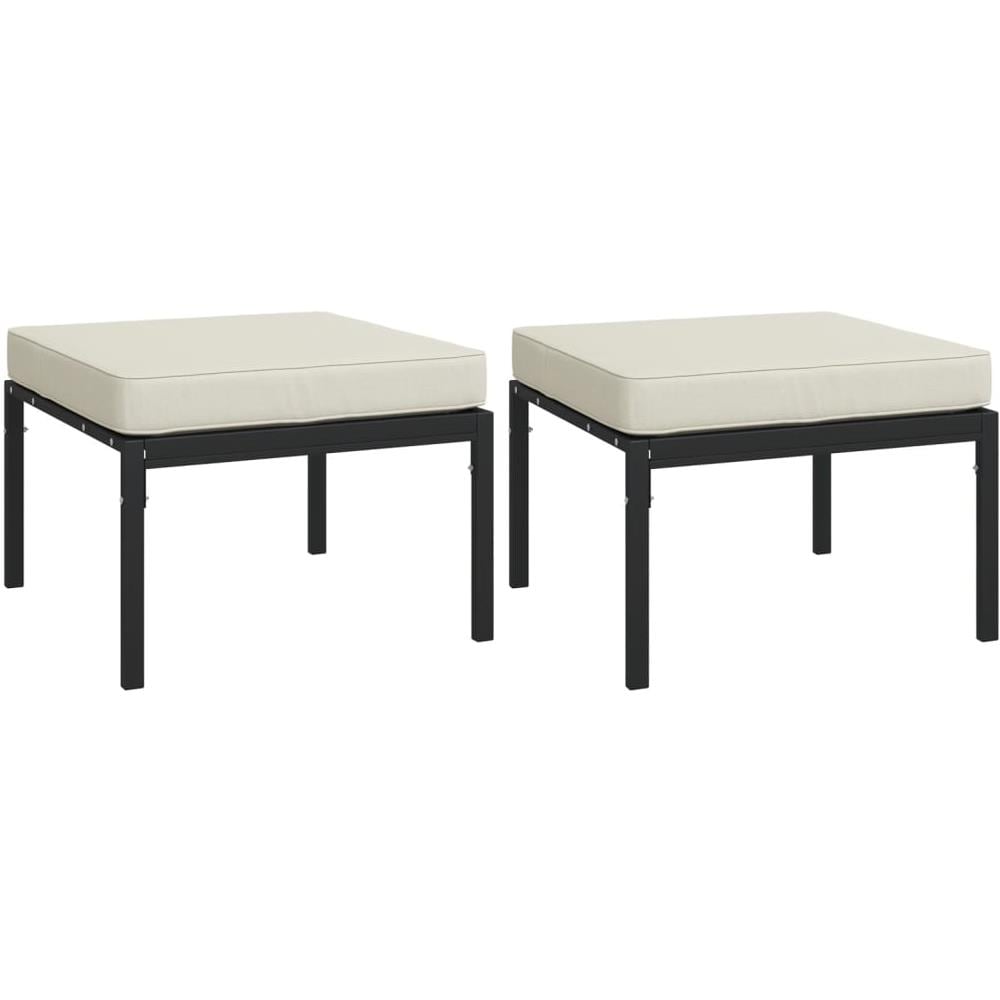 Poggiapiedi Giardino Con Cuscini Sabbia 2pz 60x60x35 Cm Acciaio - Foto 2