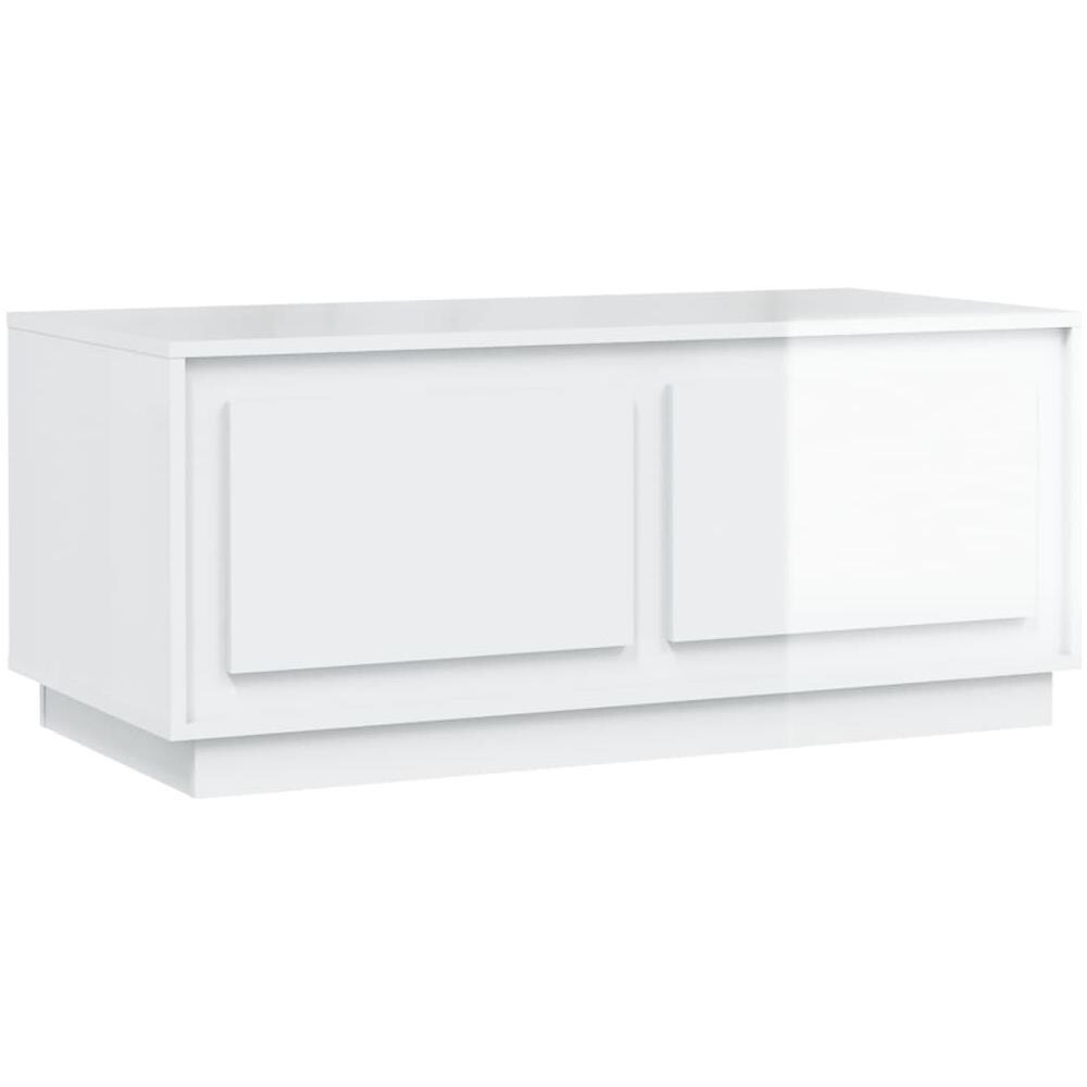 Tavolino Da Salotto Bianco Lucido 102x50x44cm Legno Multistrato - Foto 2