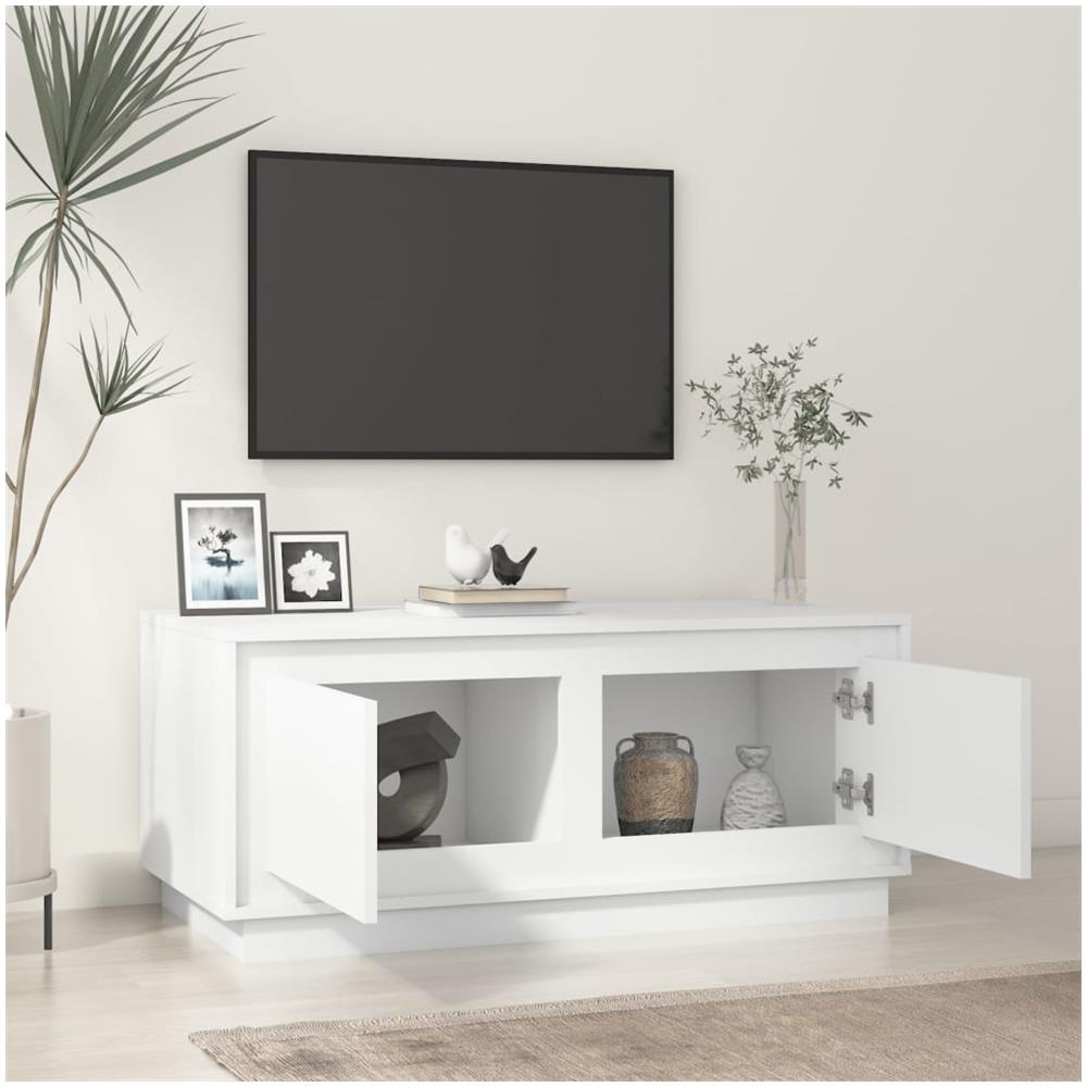 Tavolino Da Salotto Bianco Lucido 102x50x44cm Legno Multistrato - Foto 5