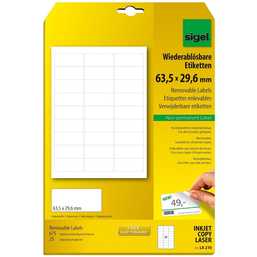 La210 Etichetta Autoadesiva Rettangolo Con Angoli Arrotondati Rimovibile Bianco 675 Pezzo (i) - Foto 1