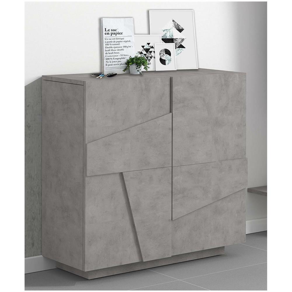 Scarpiera Joel, Mobile Multiuso A 2 Ante, Portascarpe Da Ingresso, 100% Made In Italy, Cm 81x38h86, Ardesia Con Dettaglio - Foto 1