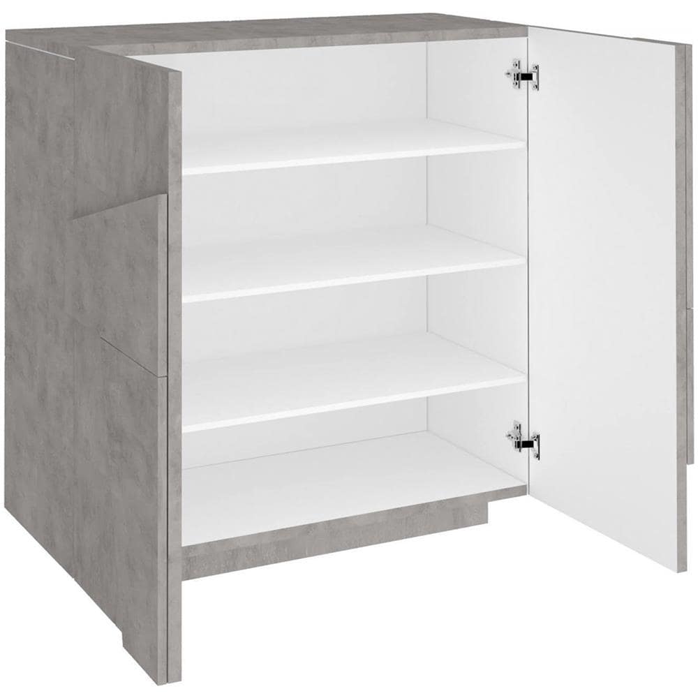 Scarpiera Joel, Mobile Multiuso A 2 Ante, Portascarpe Da Ingresso, 100% Made In Italy, Cm 81x38h86, Ardesia Con Dettaglio - Foto 4