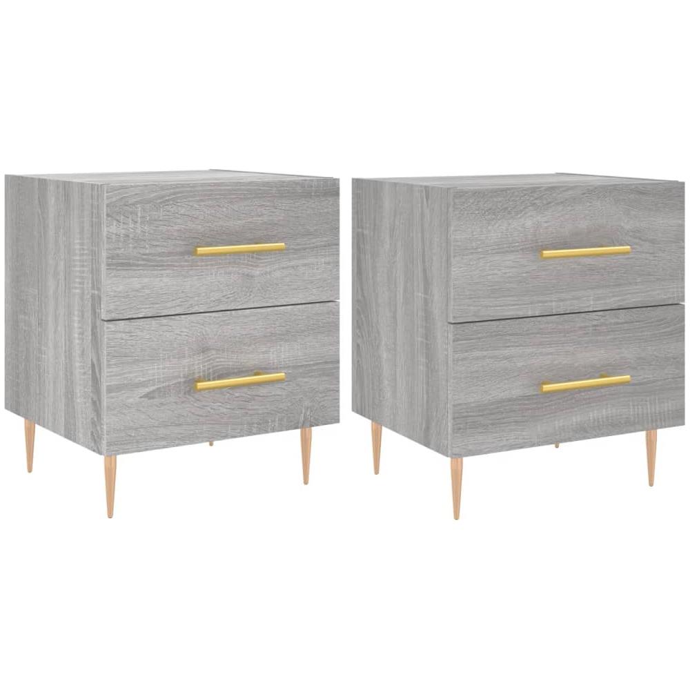 Comodini 2 Pz Grigio Sonoma 40x35x47,5 Cm In Legno Multistrato - Foto 2