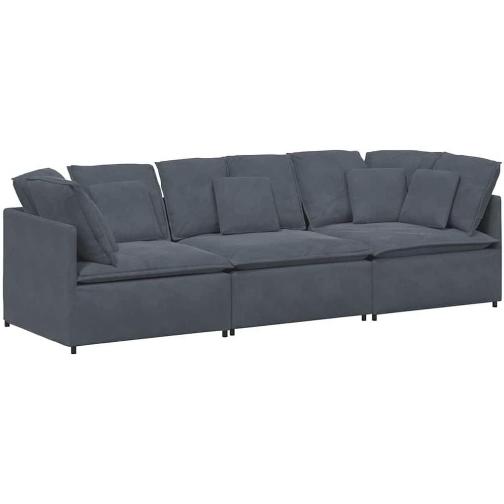 Divano Modulare con Cuscini in Velluto Grigio Scuro - Foto 1