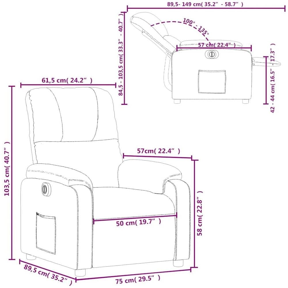 Poltrona Reclinabile Elettrica Grigio Scuro Tessuto Microfibra - Foto 10
