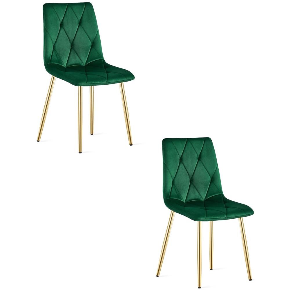 Sedia TYRA in velluto verde scuro con gambe dorate x 2 - Foto 1