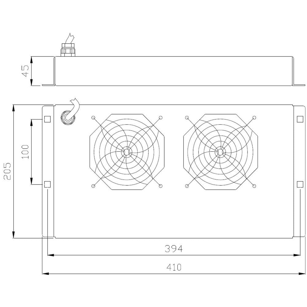 I-CASE FAN2-ST - Gruppo di 2 Ventole a Soffitto Senza Termostato per Rack 19'' Grigio - Foto 2