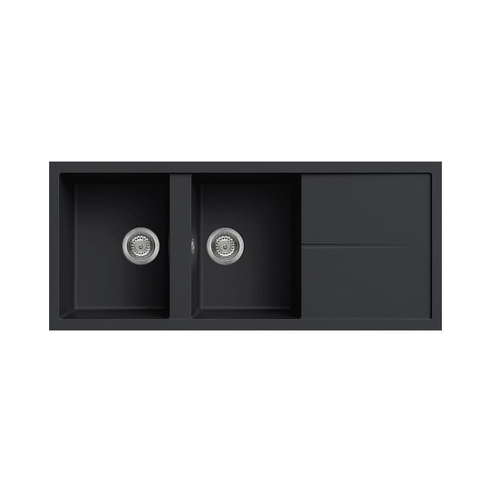 Lavello Unico 500 Granitek 116x51 cm 2 vasche con gocciolatoio Colore Antracite 59 - Foto 1