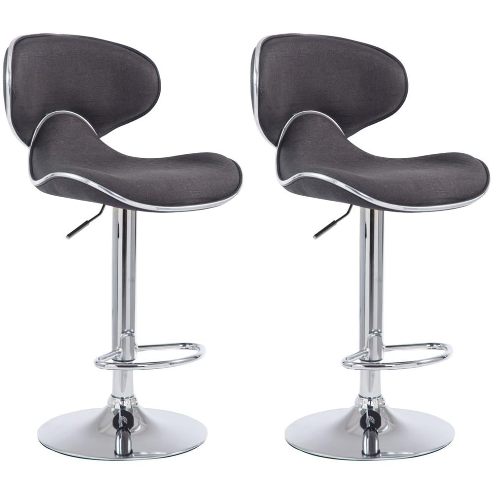 Set 2 Sgabelli Cucina Las Vegas V2 in Tessuto - Coppia Sedie Sgabello Imbottite Girevoli e Regolabili 62-82cm con Schienale Grigio Scuro - Foto 1