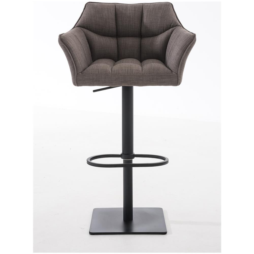 Sgabello Alto Bar Damaso I Sgabello Design Cucina Trapuntato in Tessuto con Braccioli E Schienale Imbottiti l Sedia Sgabello Bar Pub con Poggiapiedi Grigio Nero - Foto 2