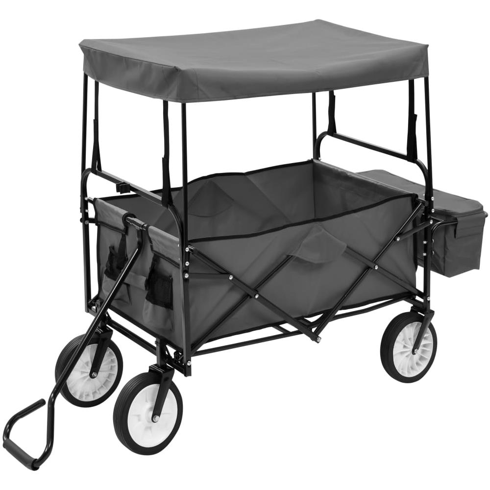 Carrello Pieghevole A Mano Con Tettuccio In Acciaio Grigio - Foto 2