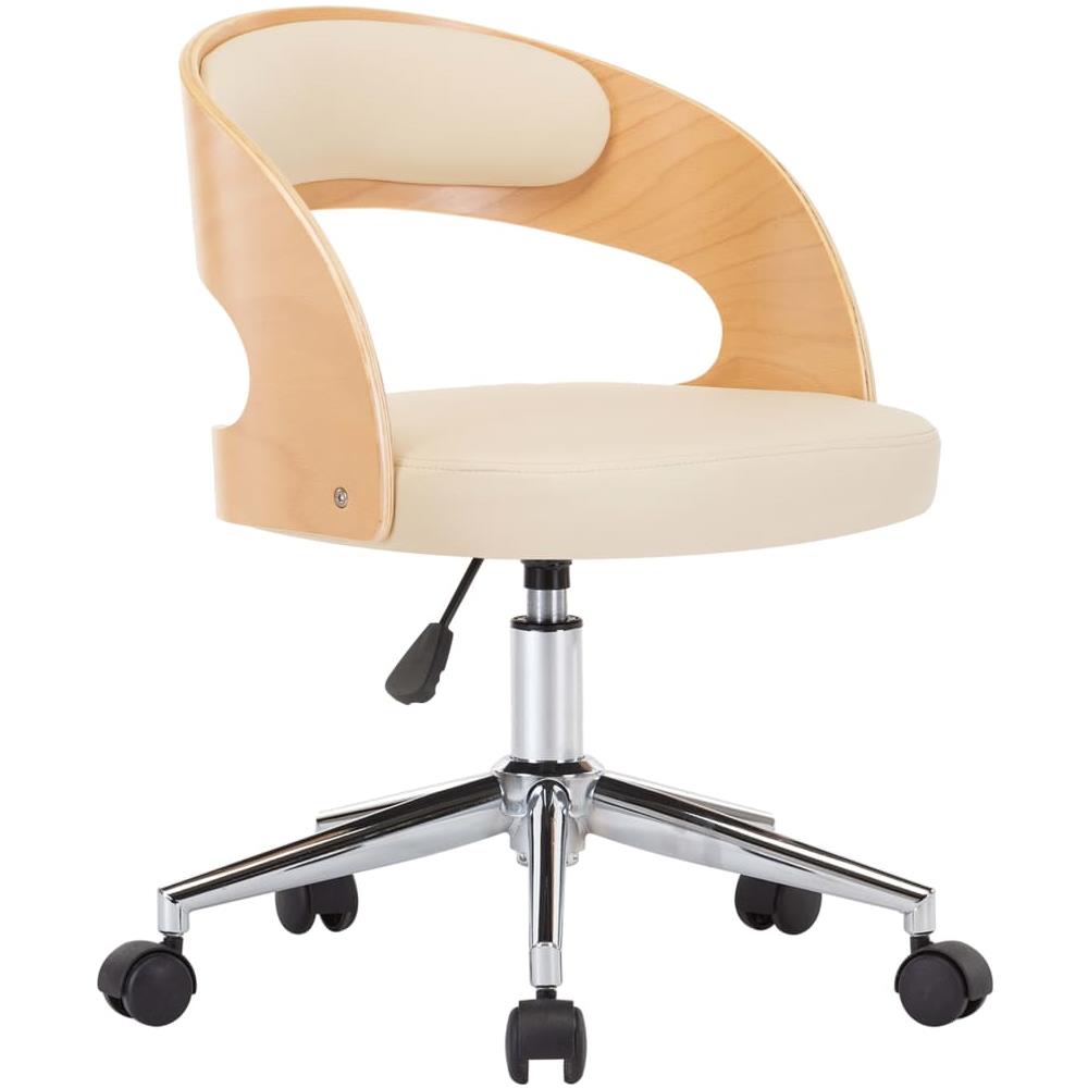 Sedia Da Pranzo Girevole Crema In Legno Ricurvo E Similpelle - Foto 2