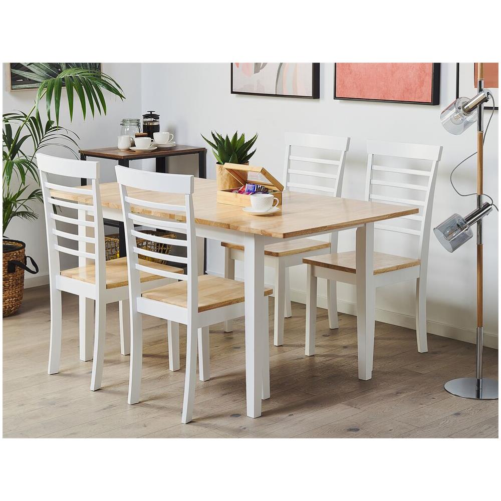 Tavolo Da Pranzo Allungabile In Legno Chiaro E Bianco 120/150 X 80 Cm Houston - Foto 2