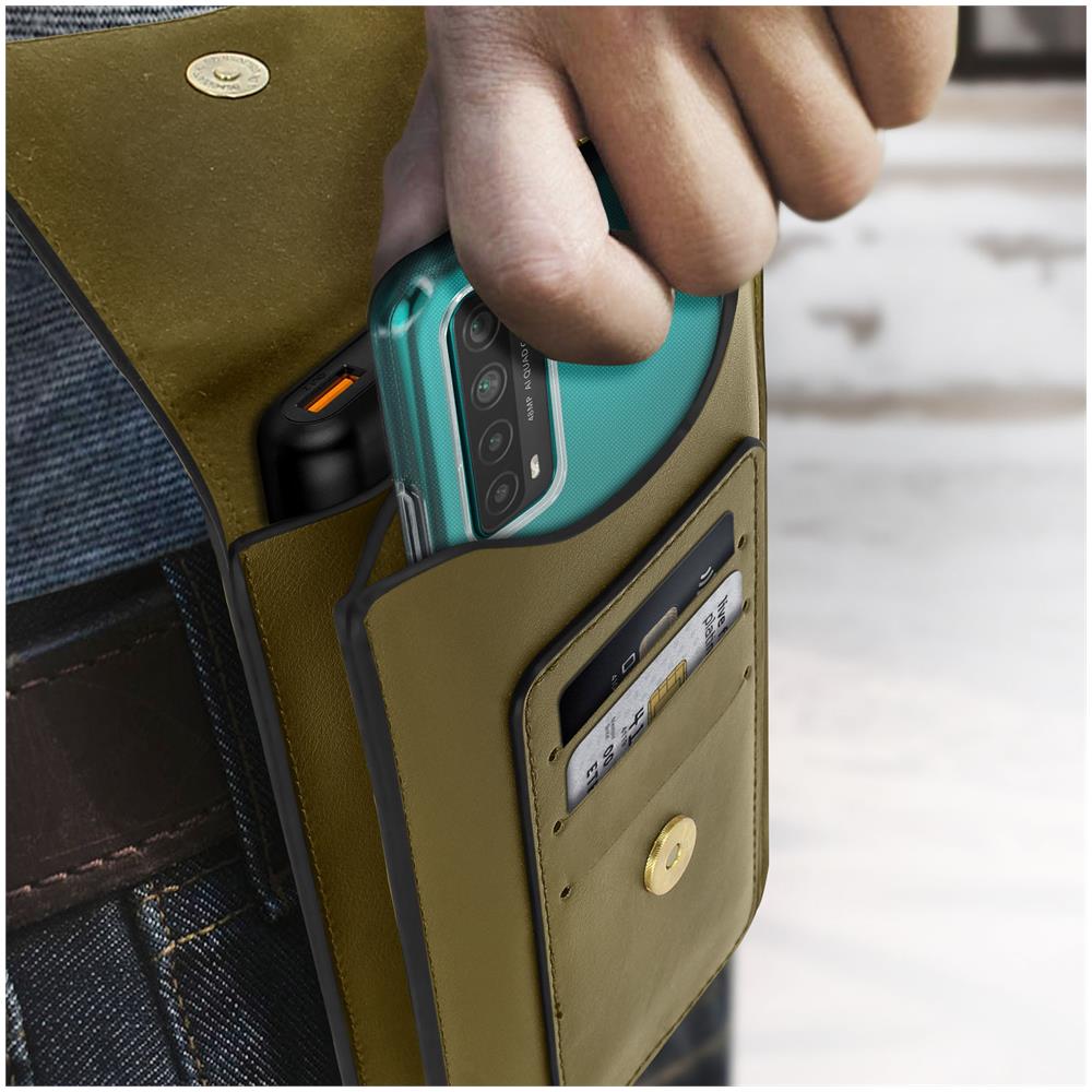 Custodia Da Cintura Smartphone Multi Tasca Verticale Con Bottone Magnetico Verde - Foto 7